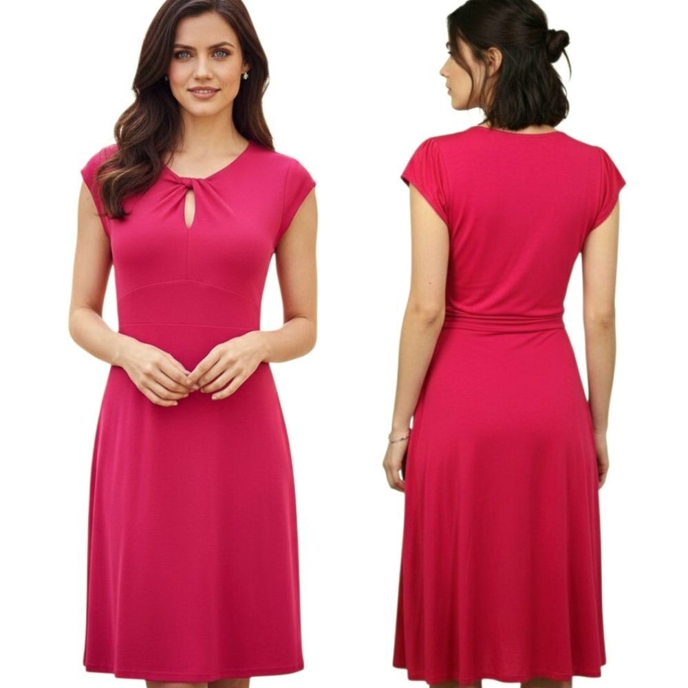 BODEN Red Silk Jersey Twist-front Midi Dress - Size 8L